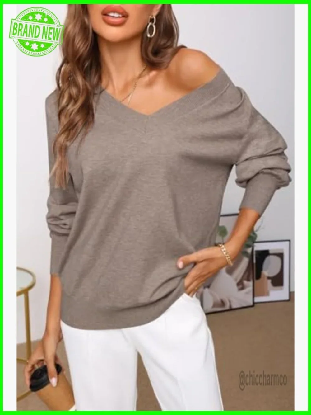 Lightweight Knit Pullover Sweater Long Sleeve V-Neck Casual Fall Winter Tops